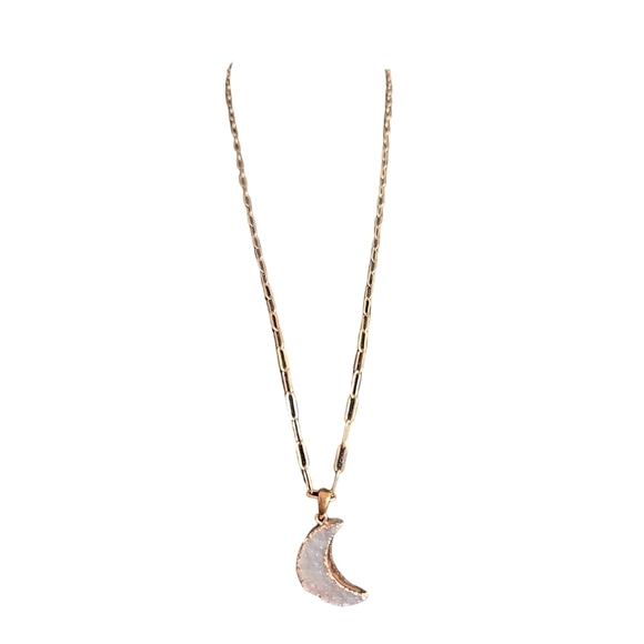 Druzy Moon Rose Gold Necklace - Picture 3 of 4